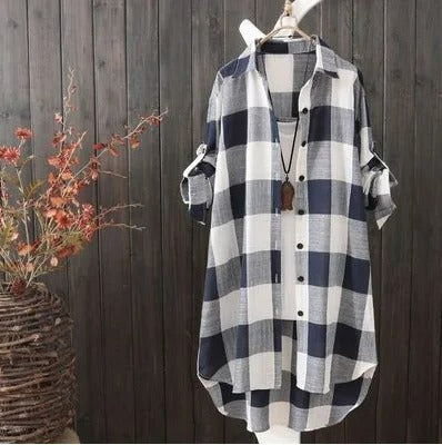 Caelie Elegant Block Pattern Blouse Dress