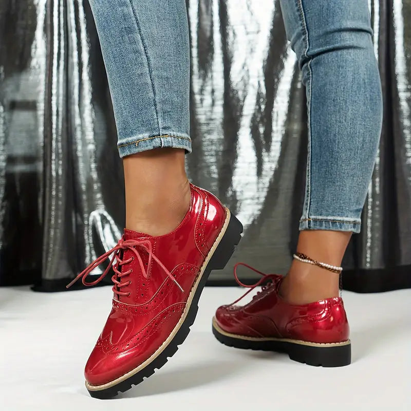 Teddy Glossy Brogue Orthopaedic Shoes