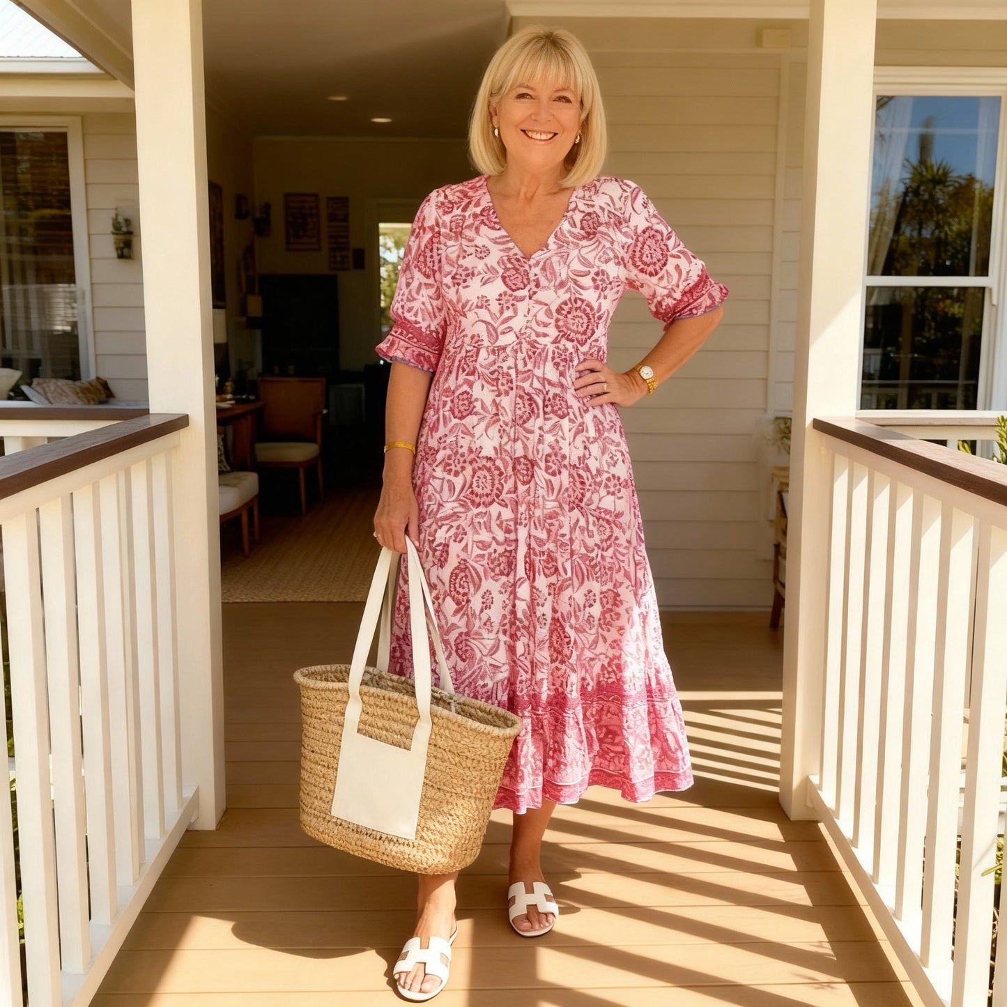 Danna Elegant Floral Dress with V-Neck