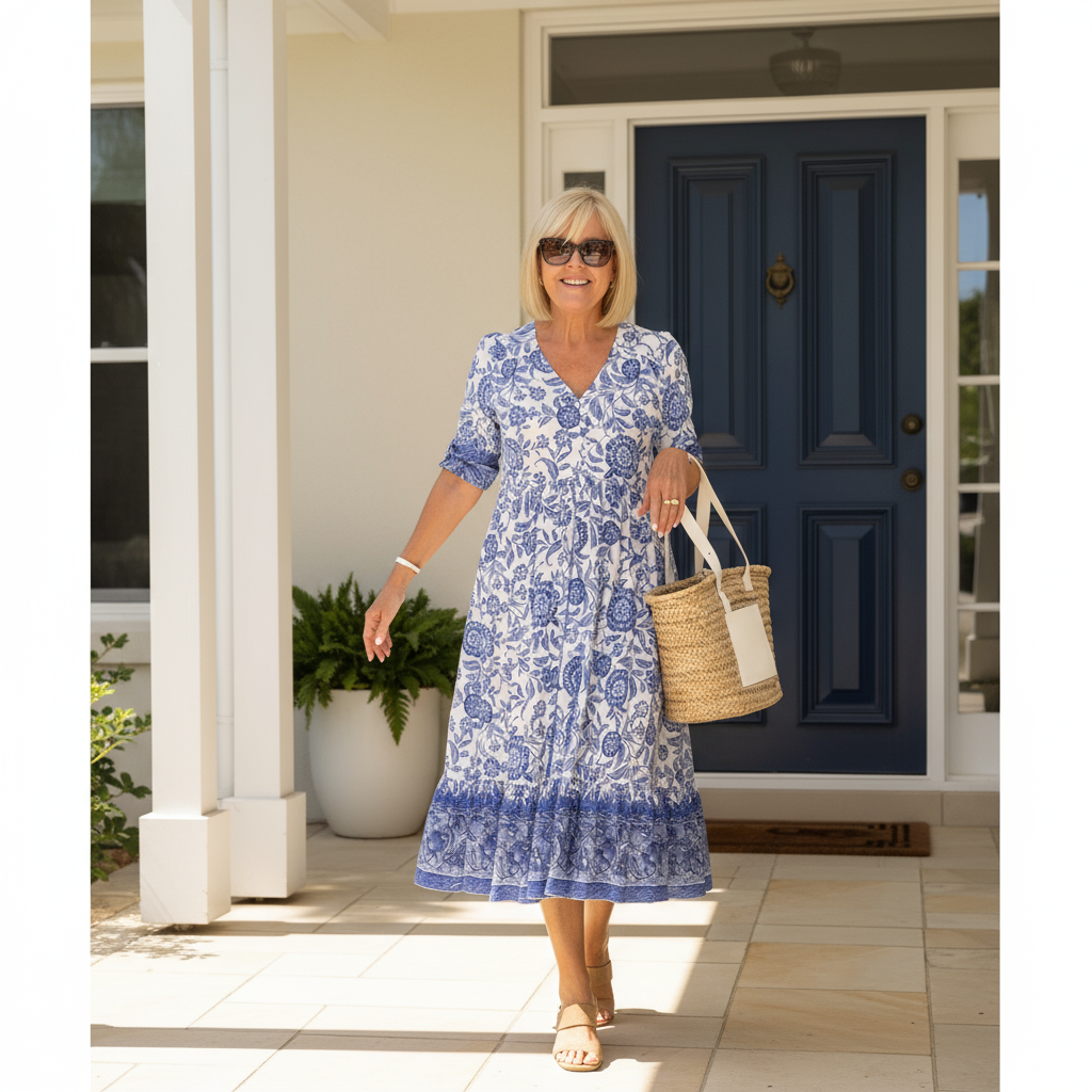 Danna Elegant Floral Dress with V-Neck