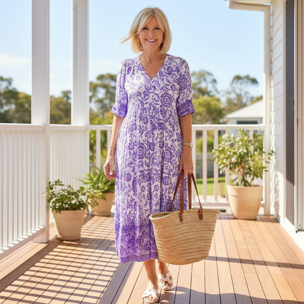 Danna Elegant Floral Dress with V-Neck