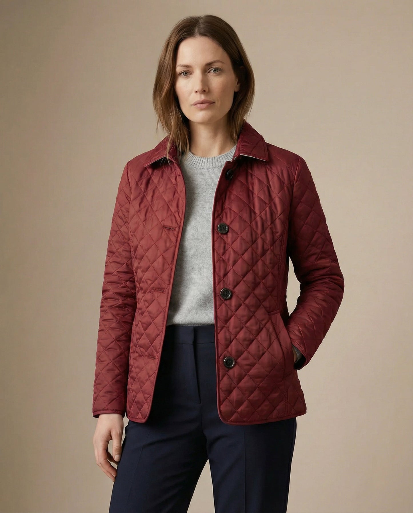 Olive Quilted Button-Up Jacket