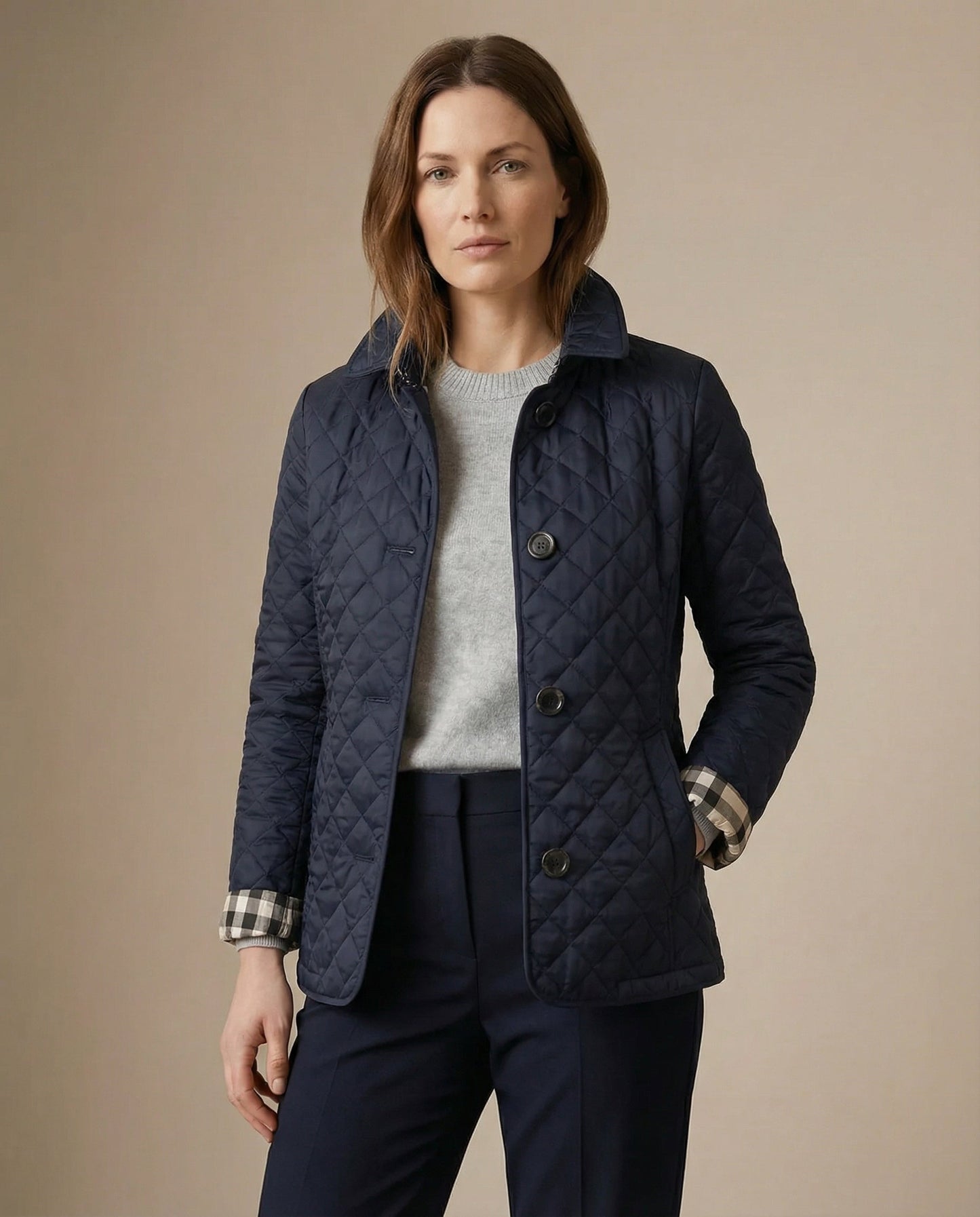Olive Quilted Button-Up Jacket