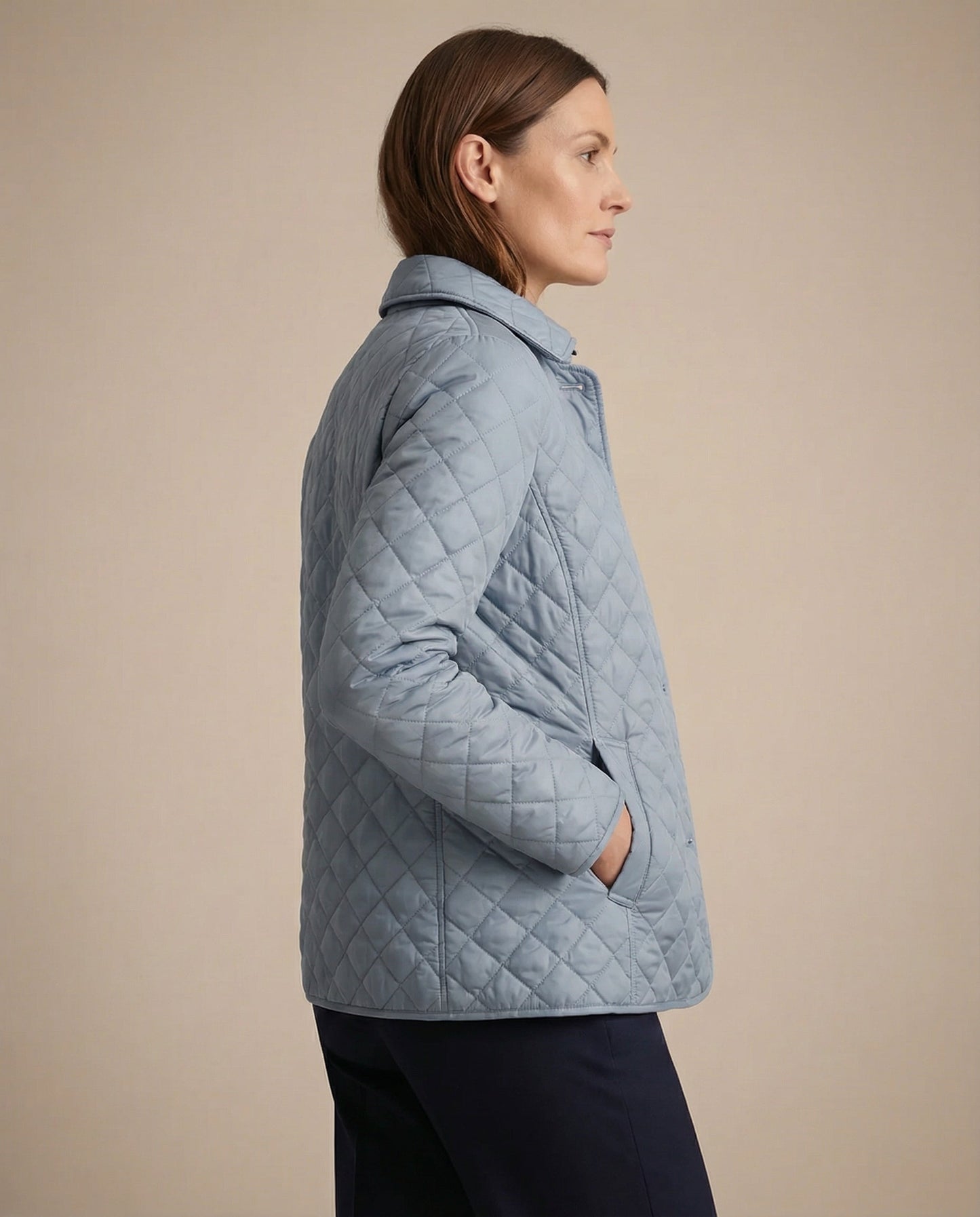 Olive Quilted Button-Up Jacket