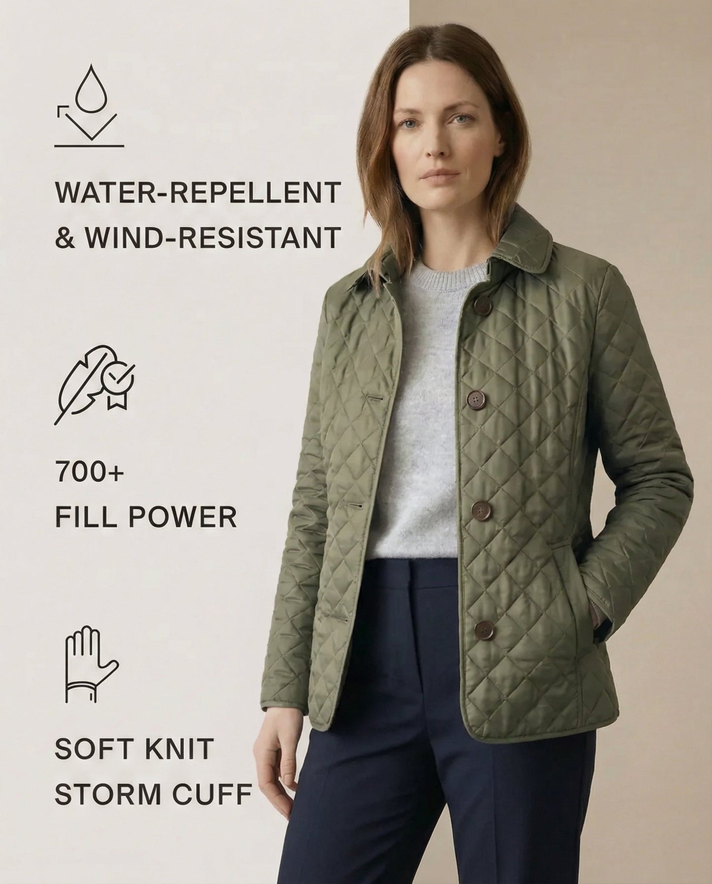 Olive Quilted Button-Up Jacket