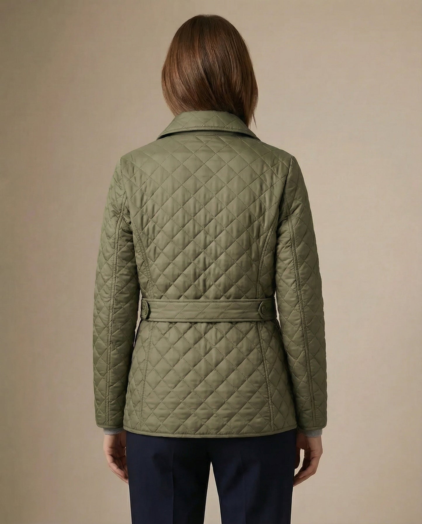 Olive Quilted Button-Up Jacket