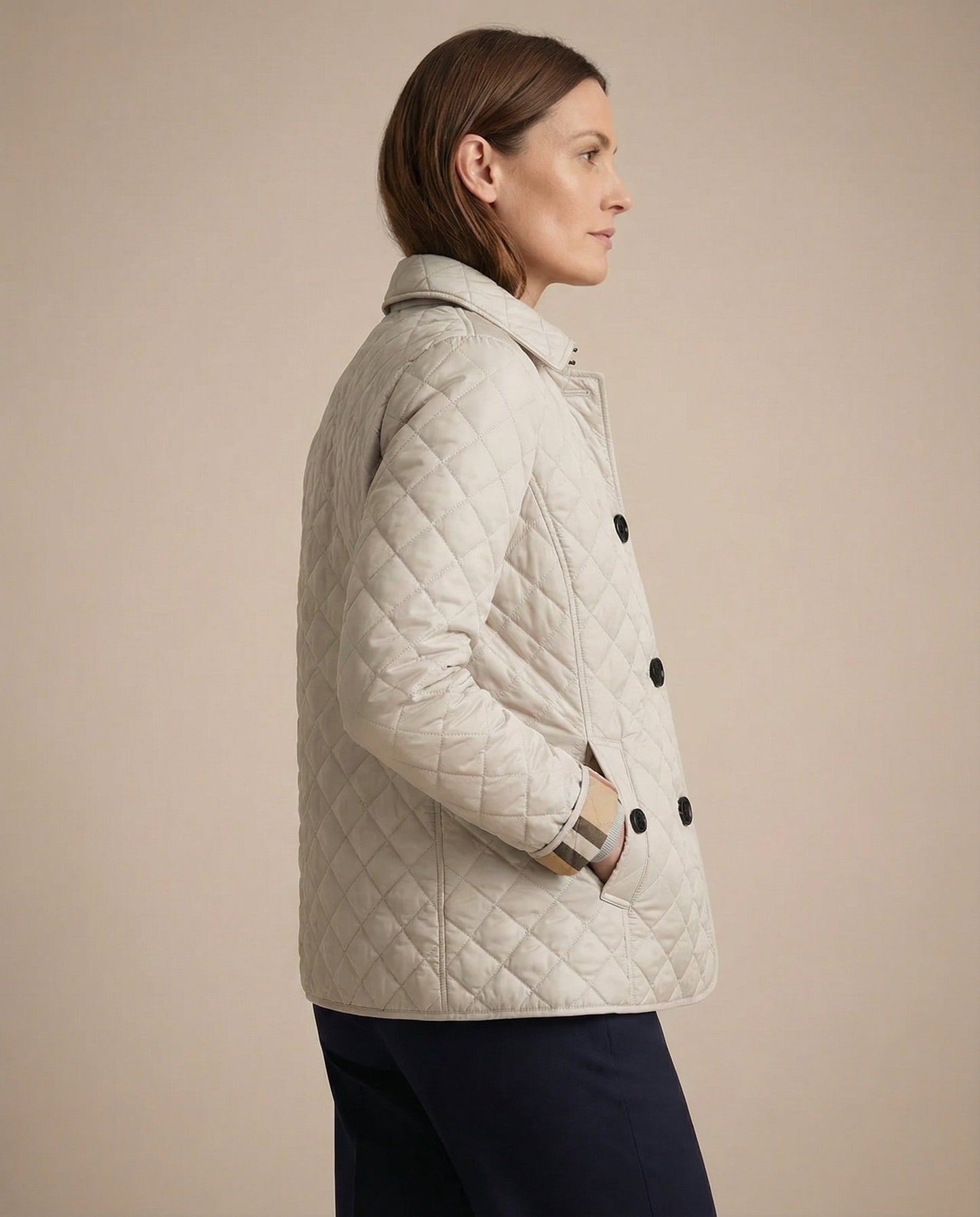 Olive Quilted Button-Up Jacket