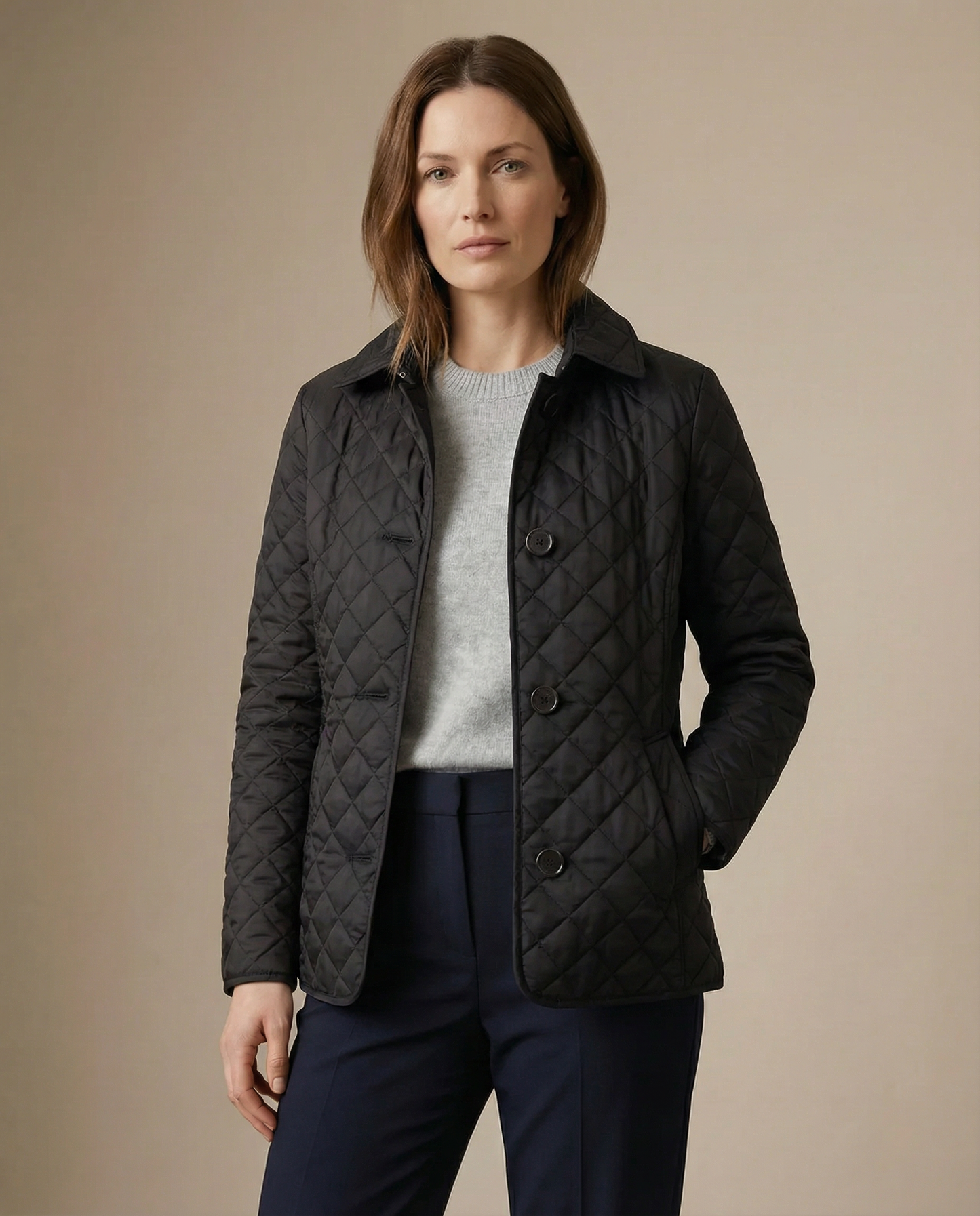 Olive Quilted Button-Up Jacket