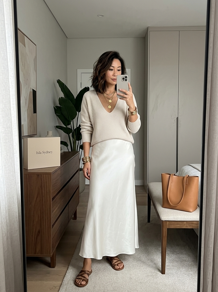 Isolde Knit & Satin Ensemble