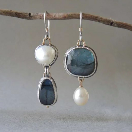 Rosa Vintage Blue Natural Stone Earrings