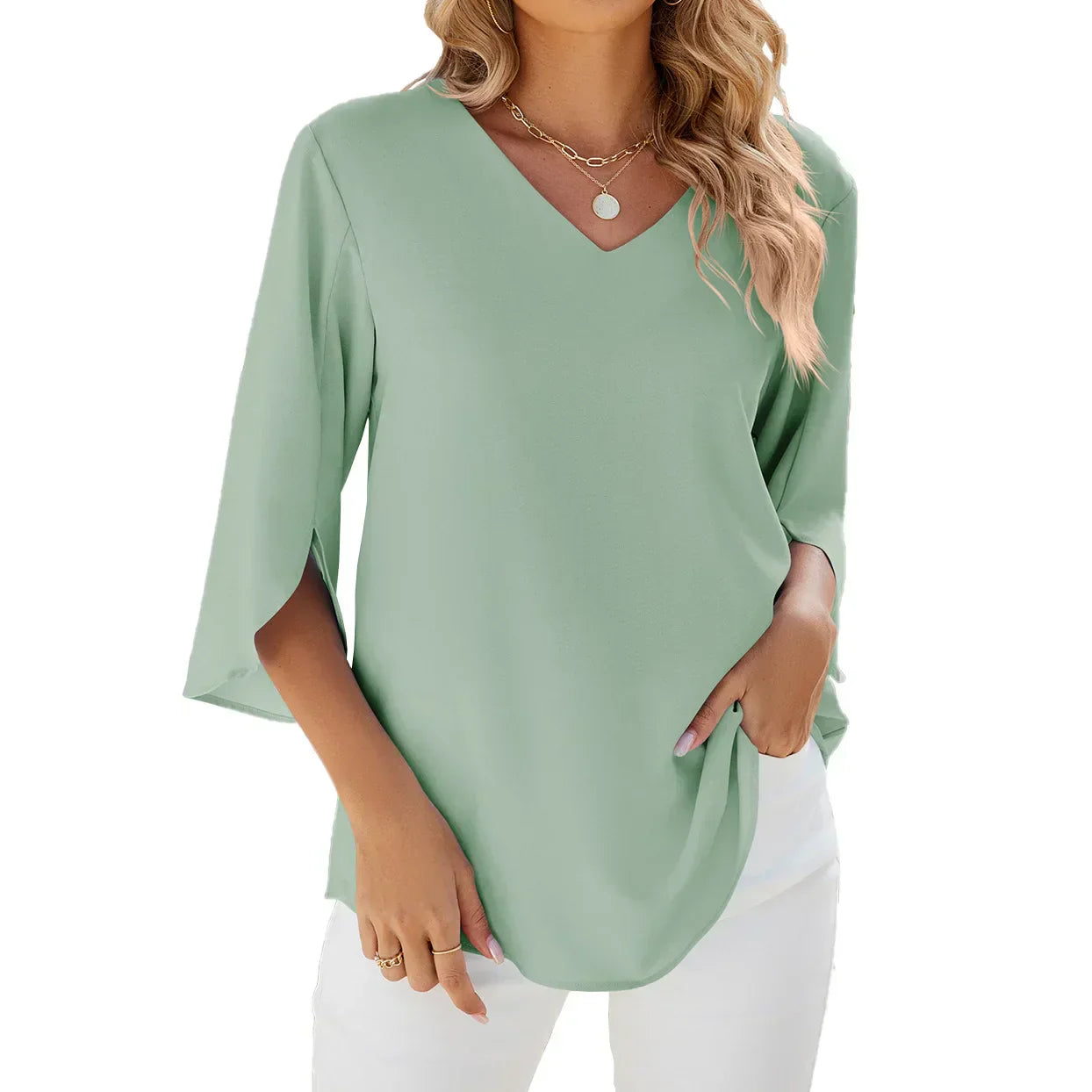 Jadzia Relaxed V-Neck Blouse
