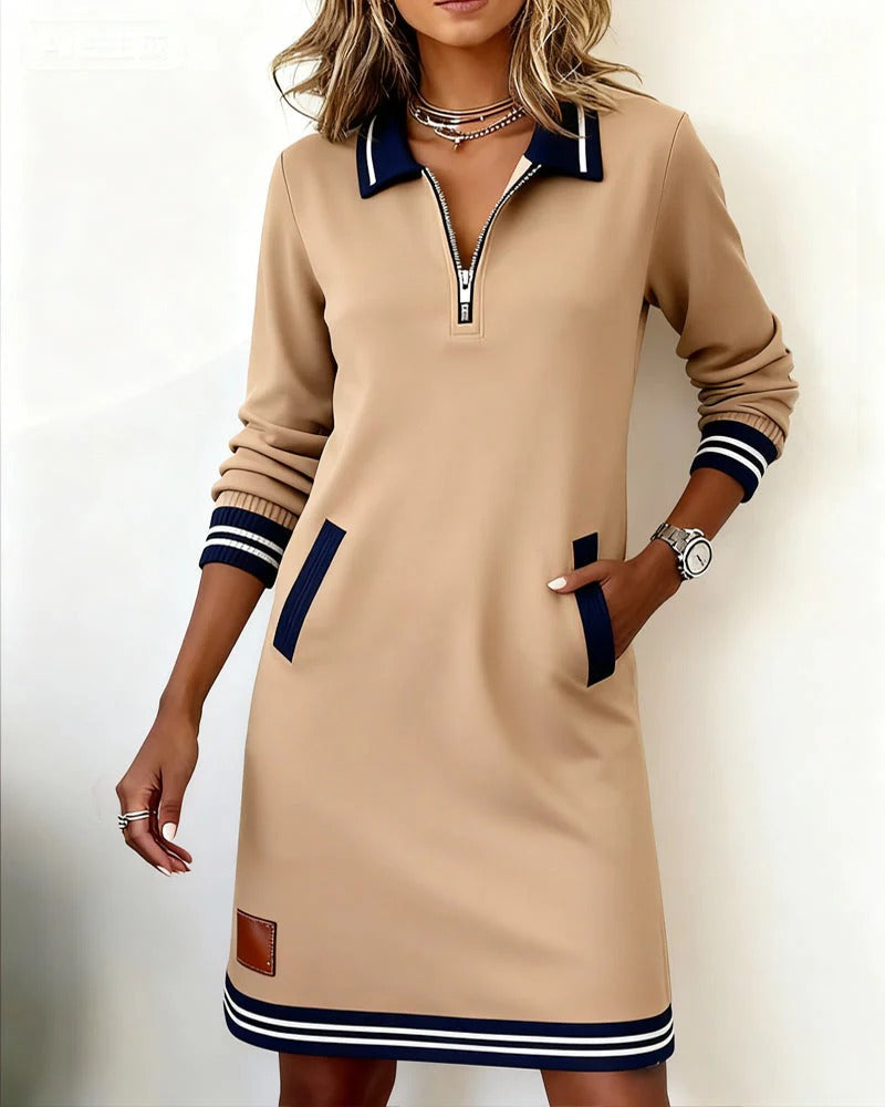Saylor Zip Collar Sweatshirt Dress