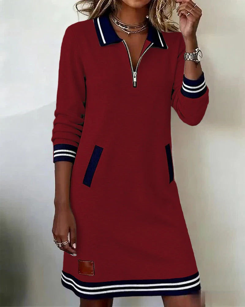 Saylor Zip Collar Sweatshirt Dress