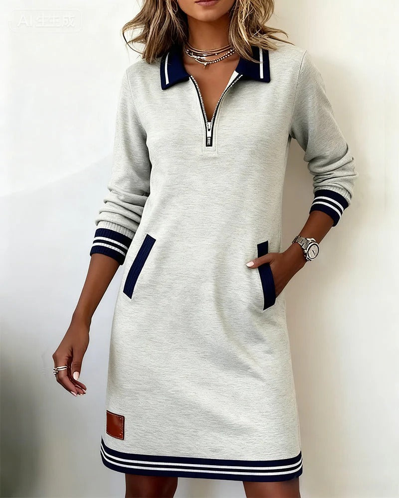 Saylor Zip Collar Sweatshirt Dress