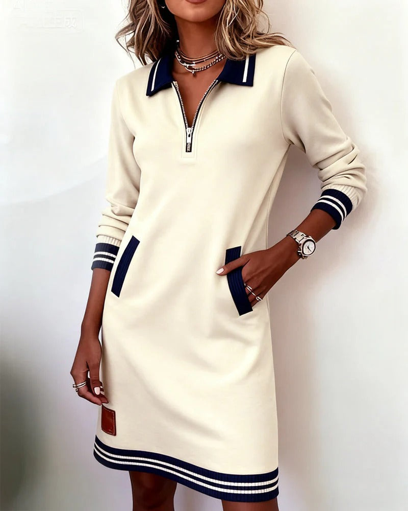 Saylor Zip Collar Sweatshirt Dress