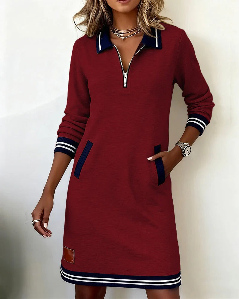 Saylor Zip Collar Sweatshirt Dress