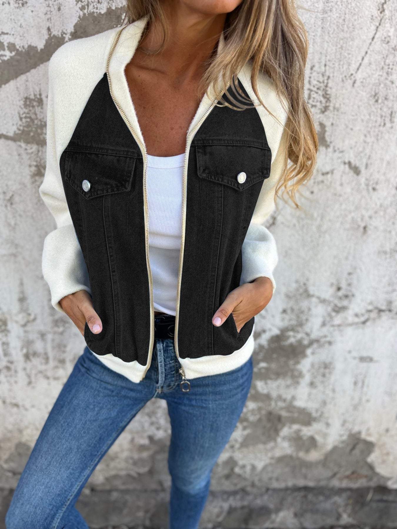 Oliva Modern Jacket with Denim Fabric