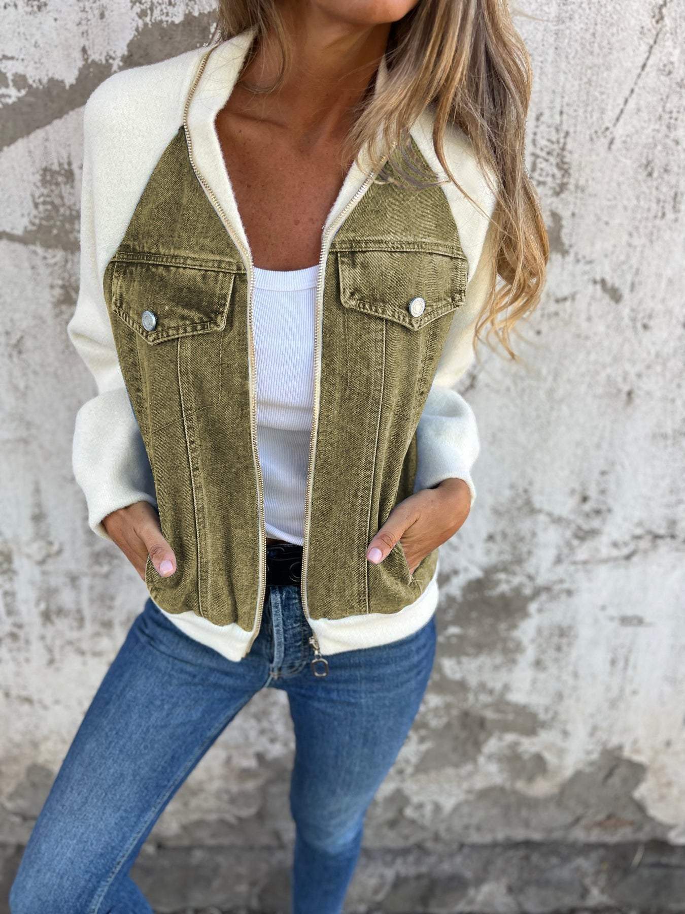Oliva Modern Jacket with Denim Fabric