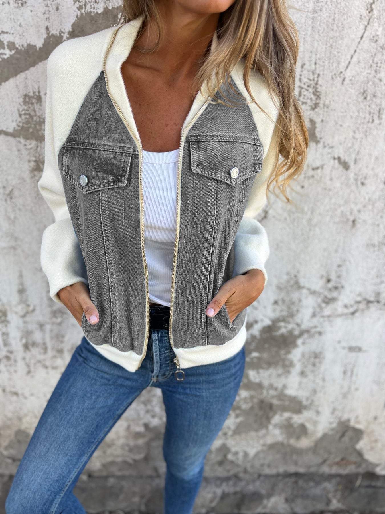 Oliva Modern Jacket with Denim Fabric