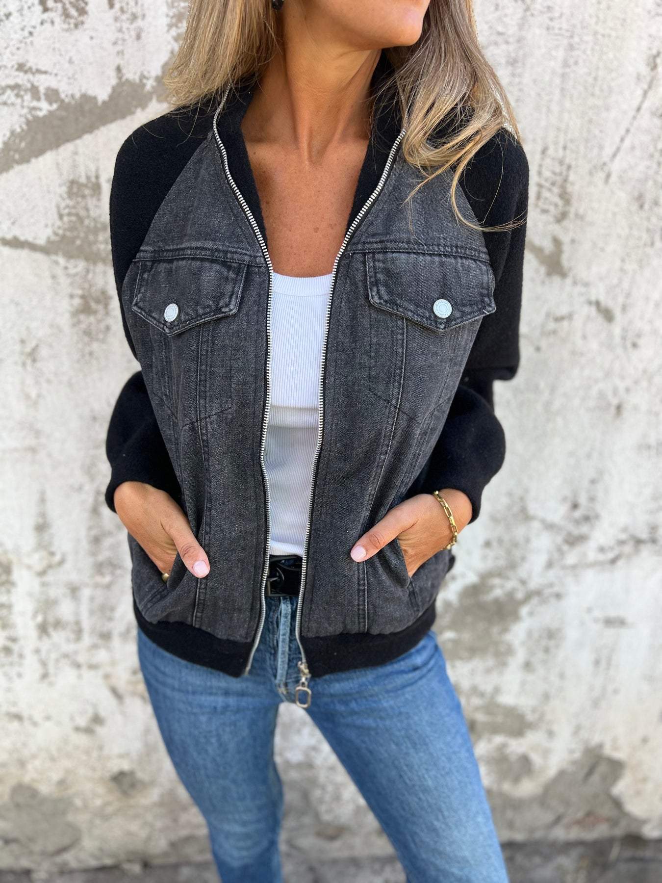 Oliva Modern Jacket with Denim Fabric