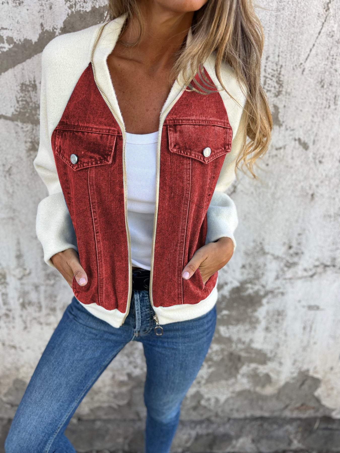 Oliva Modern Jacket with Denim Fabric