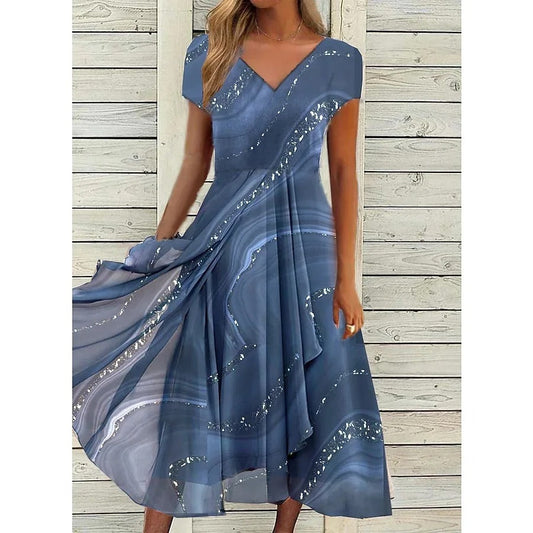 Josephine Elegant V-Neck Midi Dress
