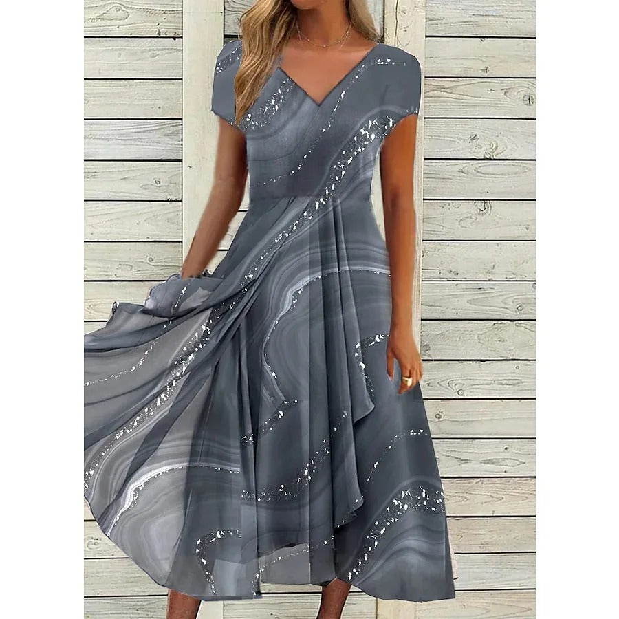 Josephine Elegant V-Neck Midi Dress