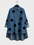 Pollie Artistic Polka Dot Denim Top