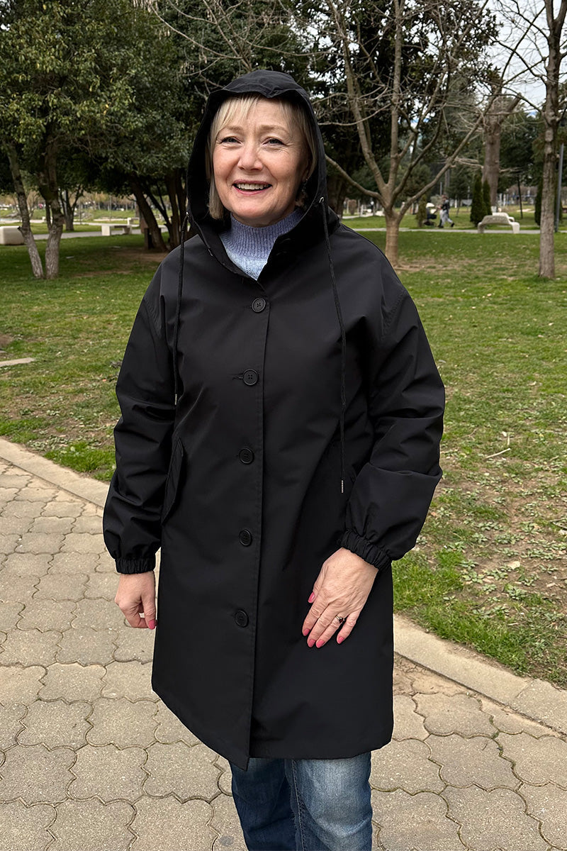 Rachel Water-Resistant Oversized Hooded Windbreaker