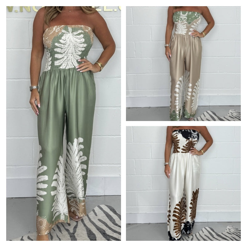 Mila Strapless Summer Print Jumpsuit