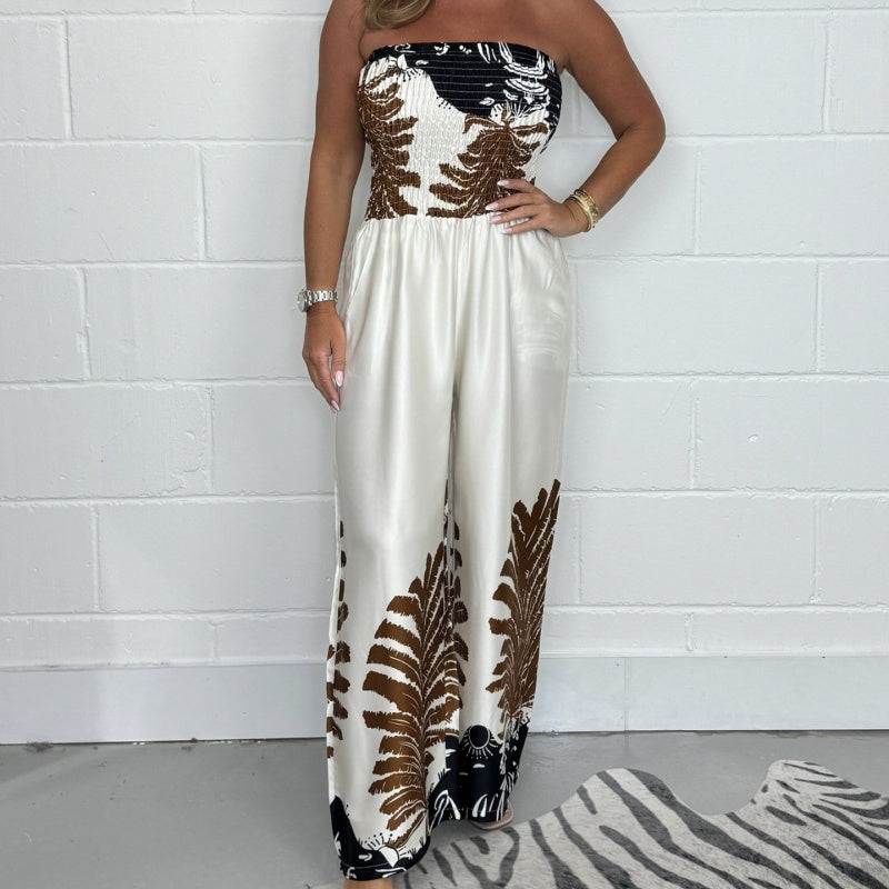 Mila Strapless Summer Print Jumpsuit