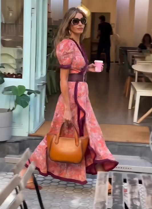 Angel Elegant Puff-Sleeve Maxi Dress